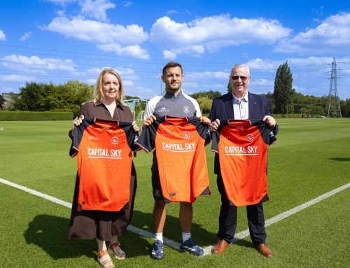 Capital Sky joins Luton Town FC to unveil new home shirt and announce the Principal Partnership renewal